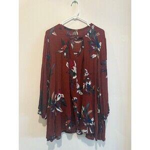 Free People Tree Swing Long Sleeve Mini Dress Women's Size Medium Floral Print